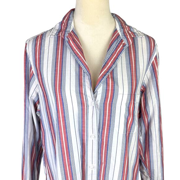 Grayson The Hero Red White Blue Stripe Long Sleeve Button Up Americana Shirt - Picture 9 of 16